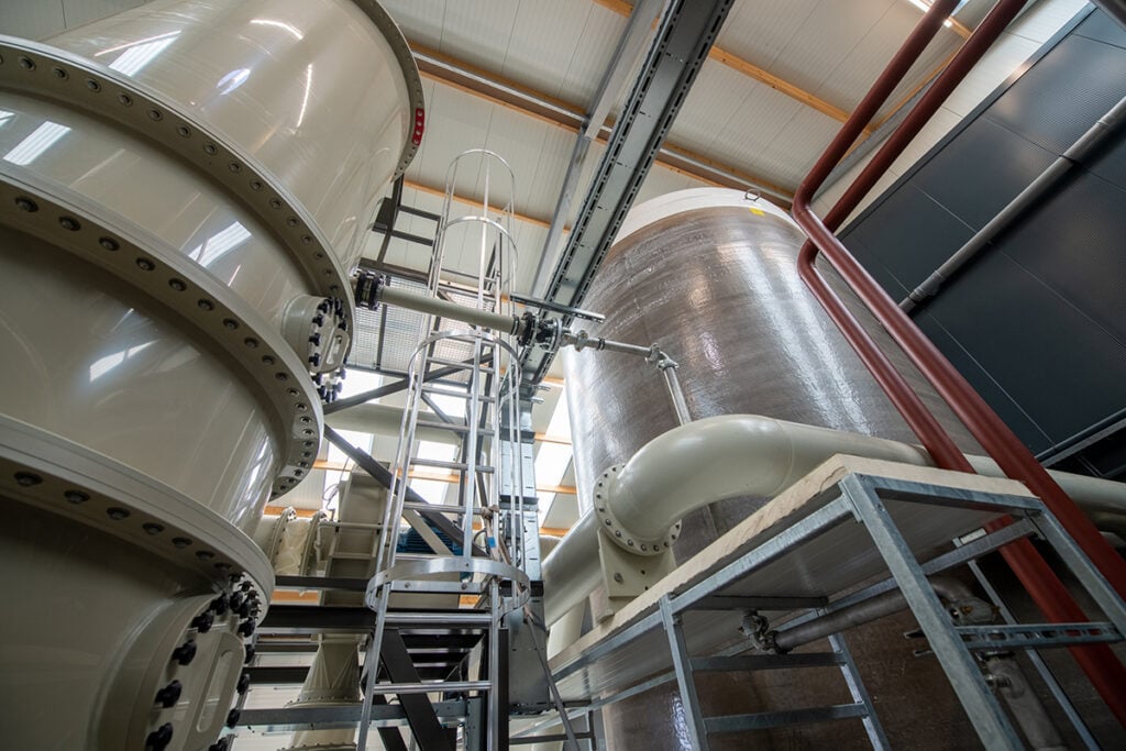 Bioreactor and stripping silo in the GreenSwitch Nitrate factory